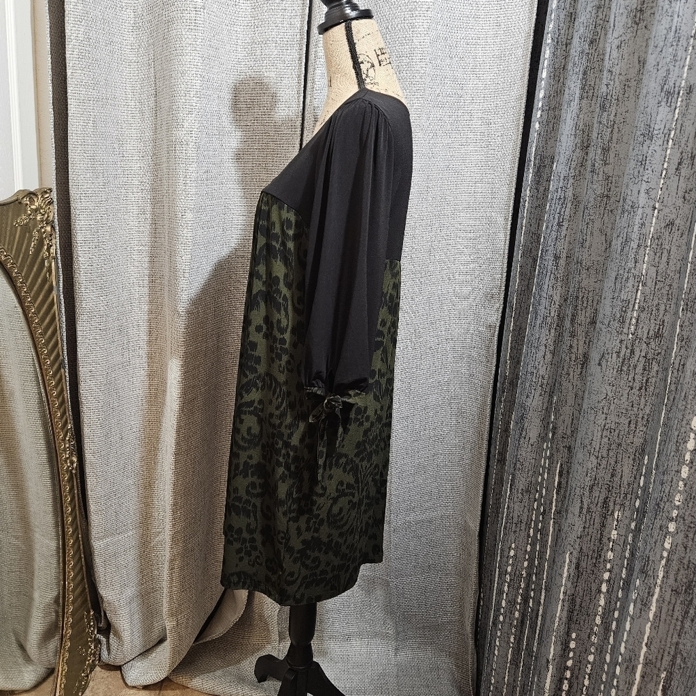 En Focus Olive Green & Black Print Dress Size 16W - Picture 11 of 11